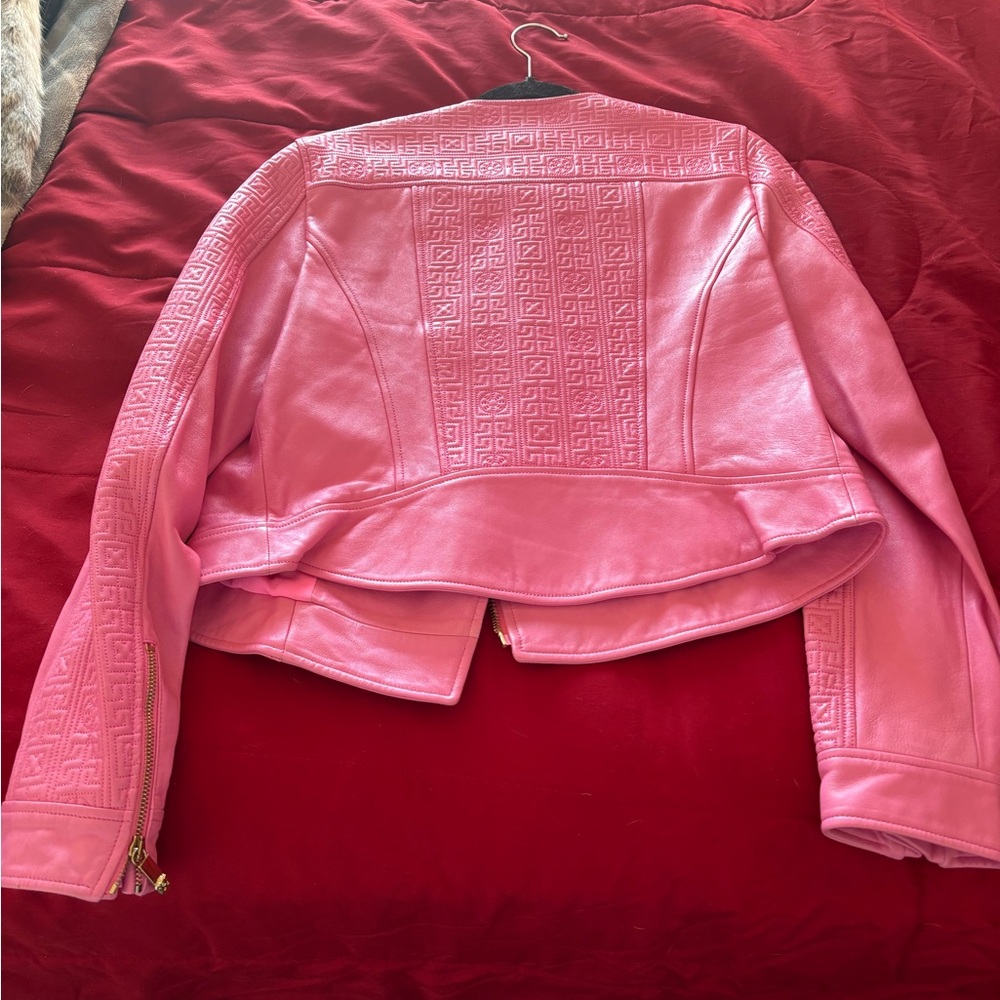 Authentic Versace Leather Jacket With Greca Detai… - image 3